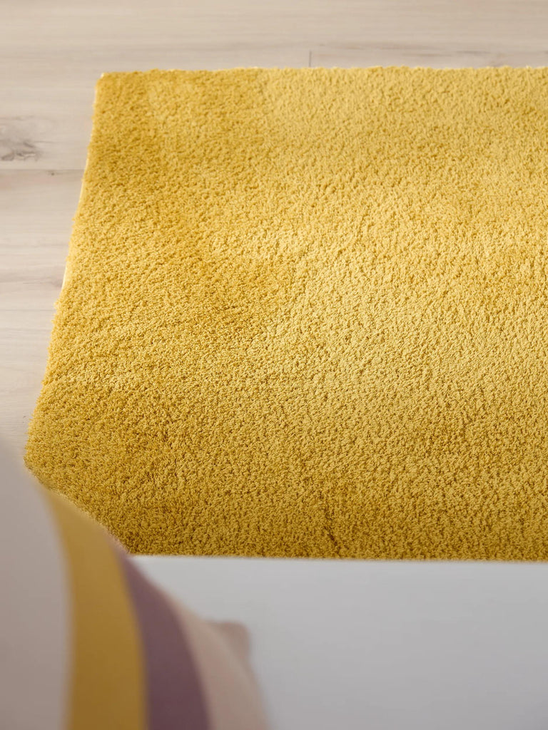 Tapis shaggy de couloir jaune moutarde 80x240 cm
