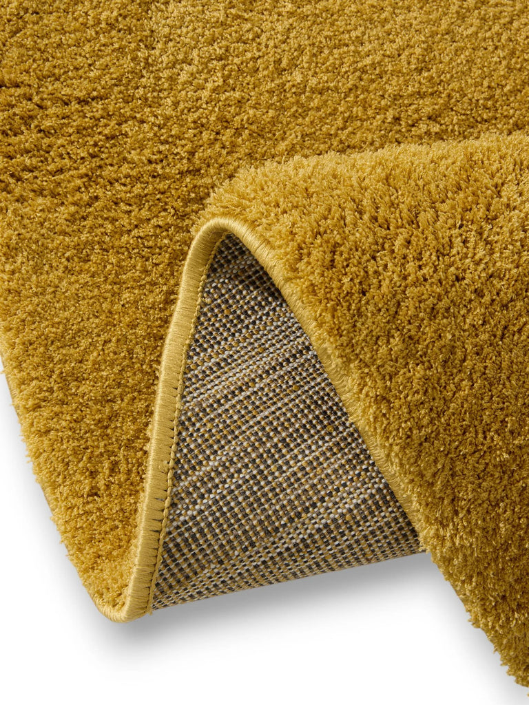 Tapis shaggy rond jaune moutarde 200 cm de diamètre