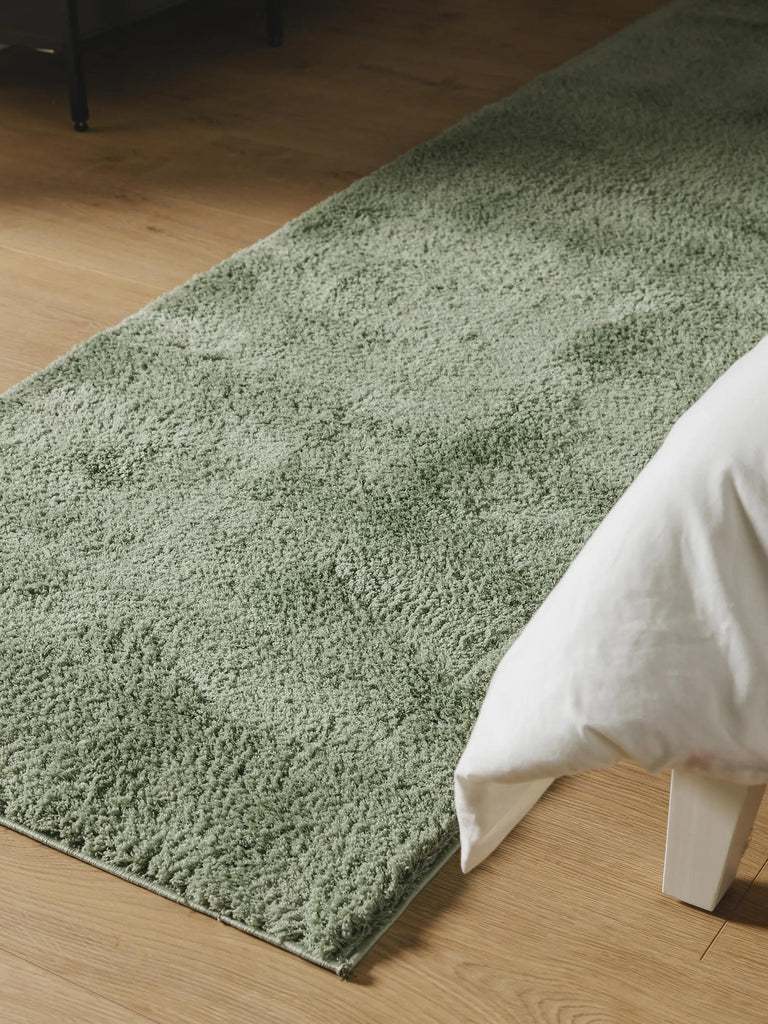 Tapis shaggy de couloir vert sauge 80x240 cm