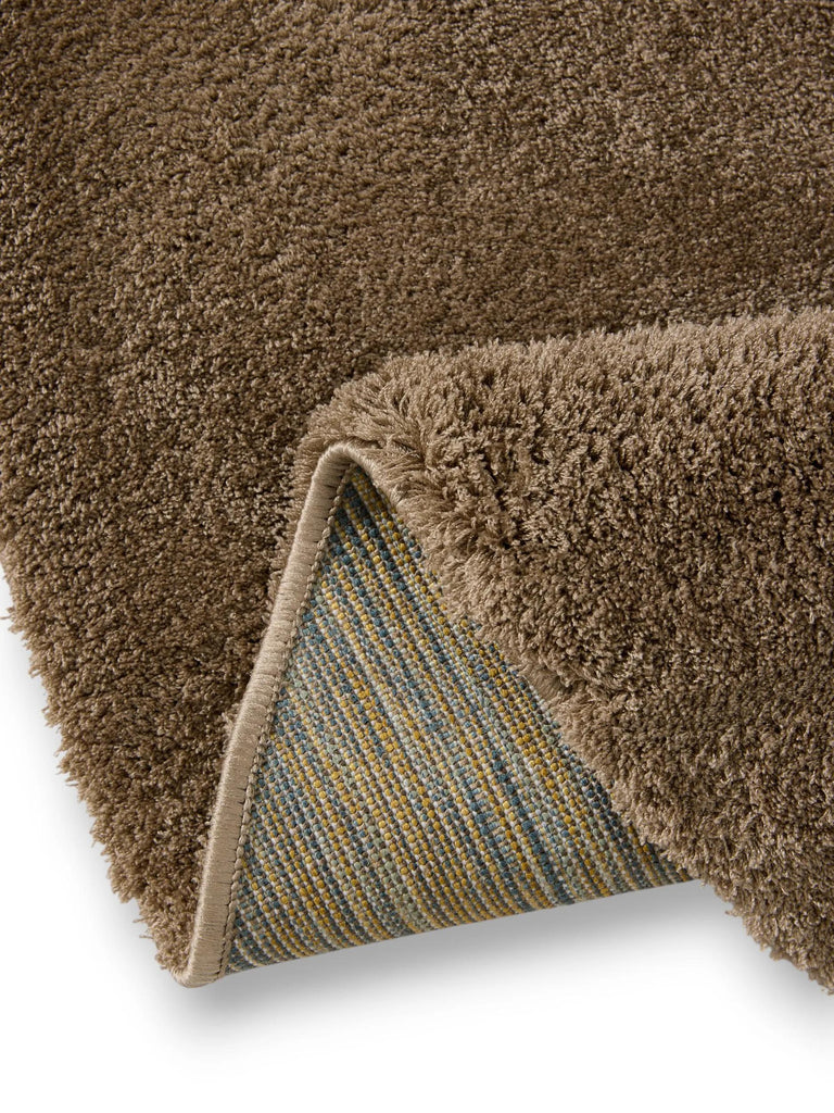 Tapis shaggy rond marron 120 cm de diamètre