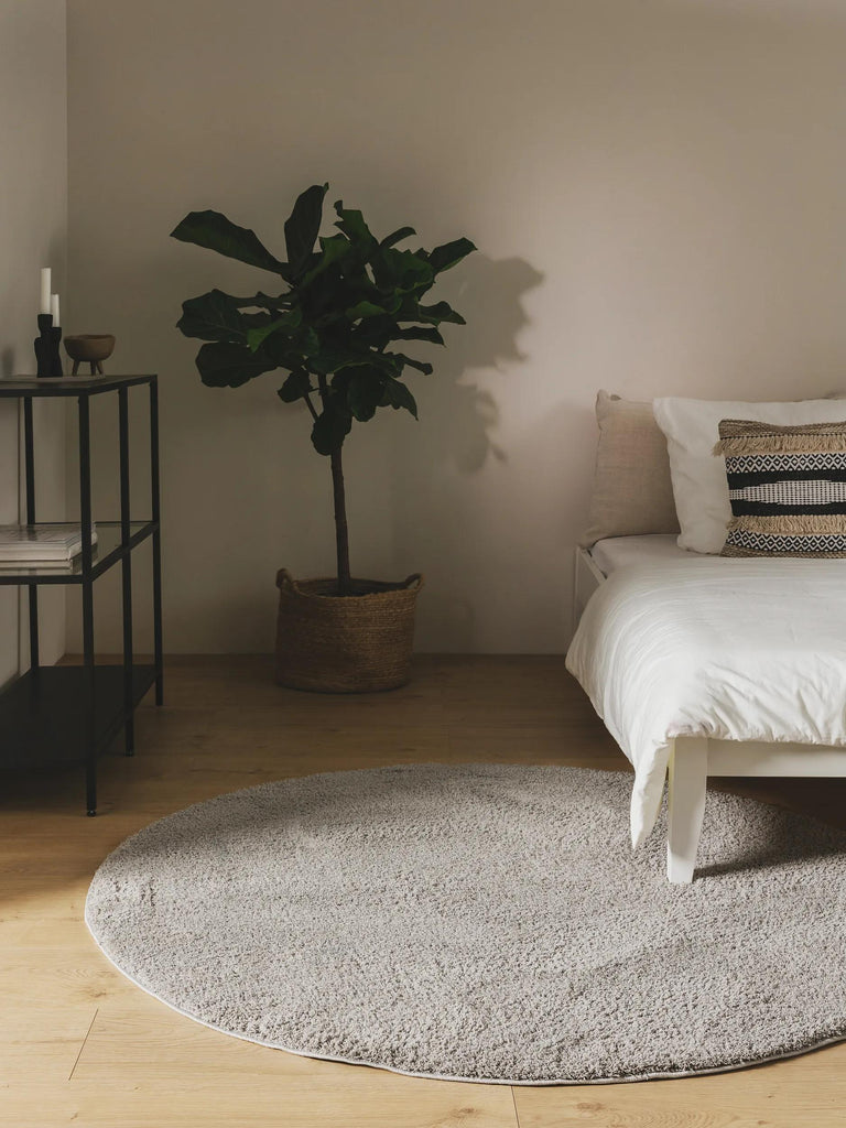 Tapis shaggy rond gris 200 cm de diamètre
