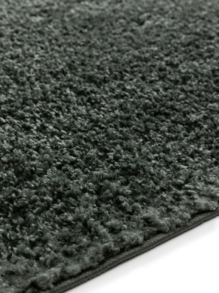 Tapis moderne uni poils longs frisés vert lavable 120x170 cm