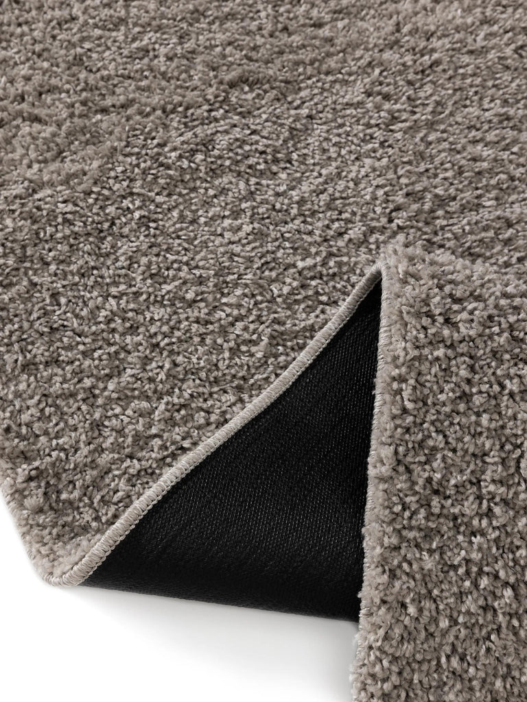 Tapis moderne uni poils longs frisés descente de lit gris lavable 70x200 cm