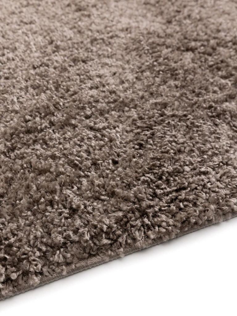 Tapis moderne uni poils longs frisés taupe lavable 300x400 cm