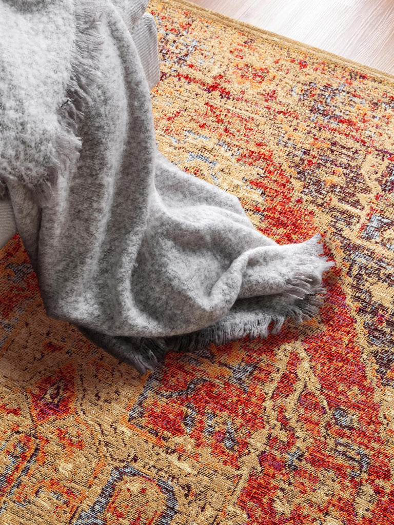 Tapis oriental orange et rouge 155x235 cm