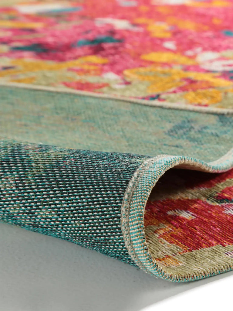 Tapis contemporain motif floral multicolore 75x165 cm