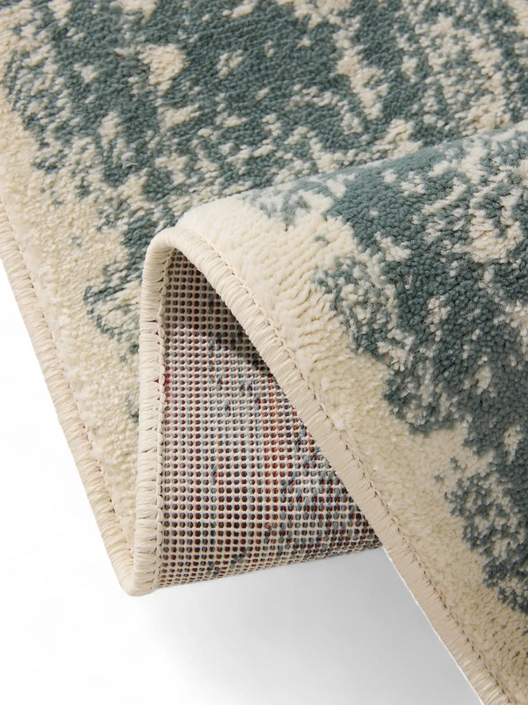 Tapis vintage oriental de couloir beige et vert 80x240 cm