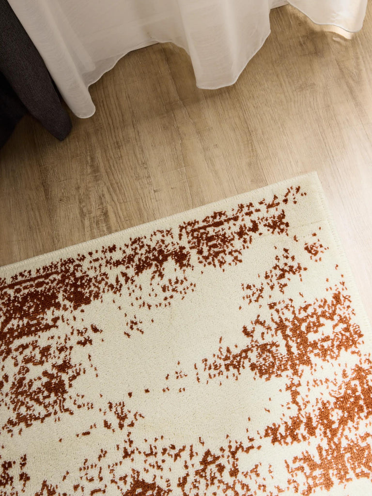 Tapis vintage oriental de couloir beige et terracotta 80x240 cm