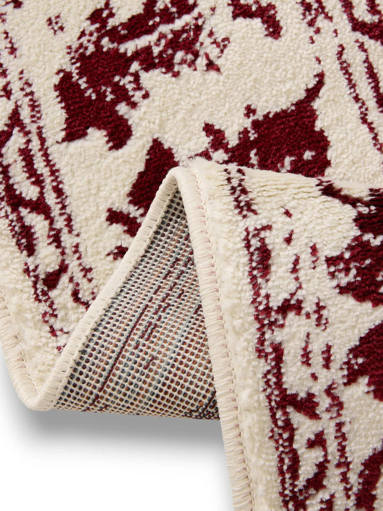 Tapis vintage motif floral beige et bordeaux 160x230 cm