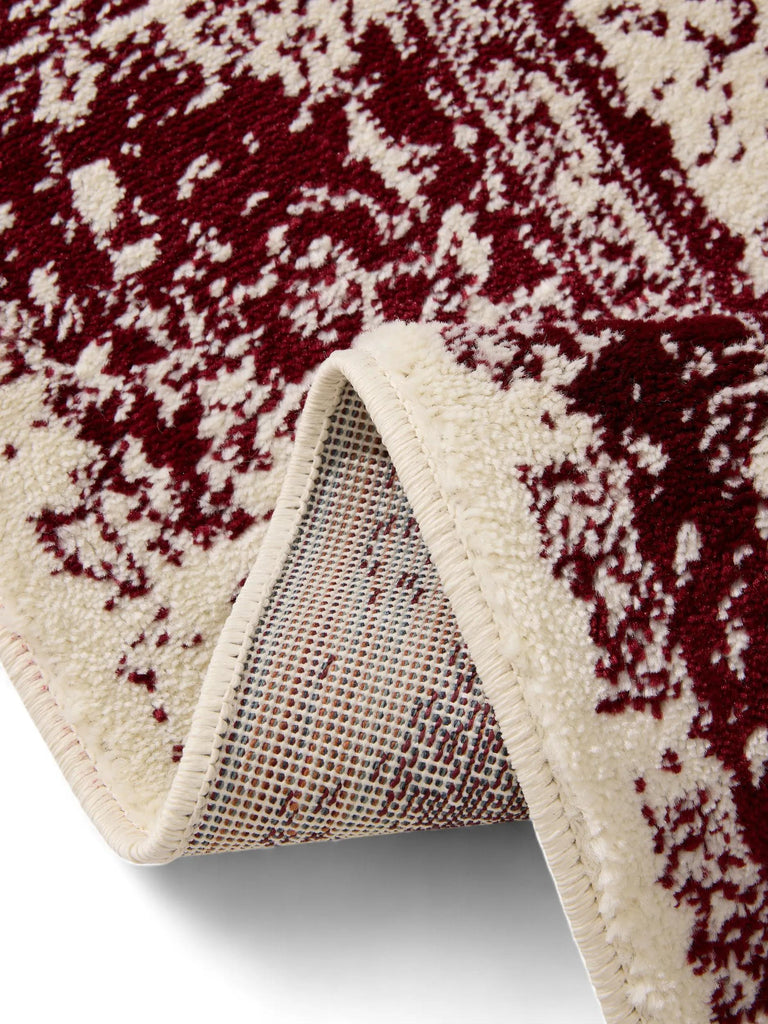 Tapis vintage oriental de couloir beige et bordeaux 80x240 cm