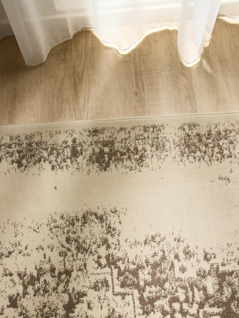 Tapis vintage oriental crème et marron 60x120 cm