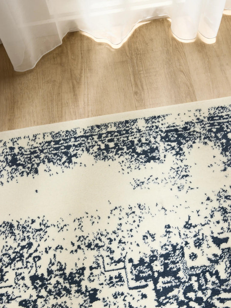 Tapis vintage oriental beige et bleu 60x120 cm