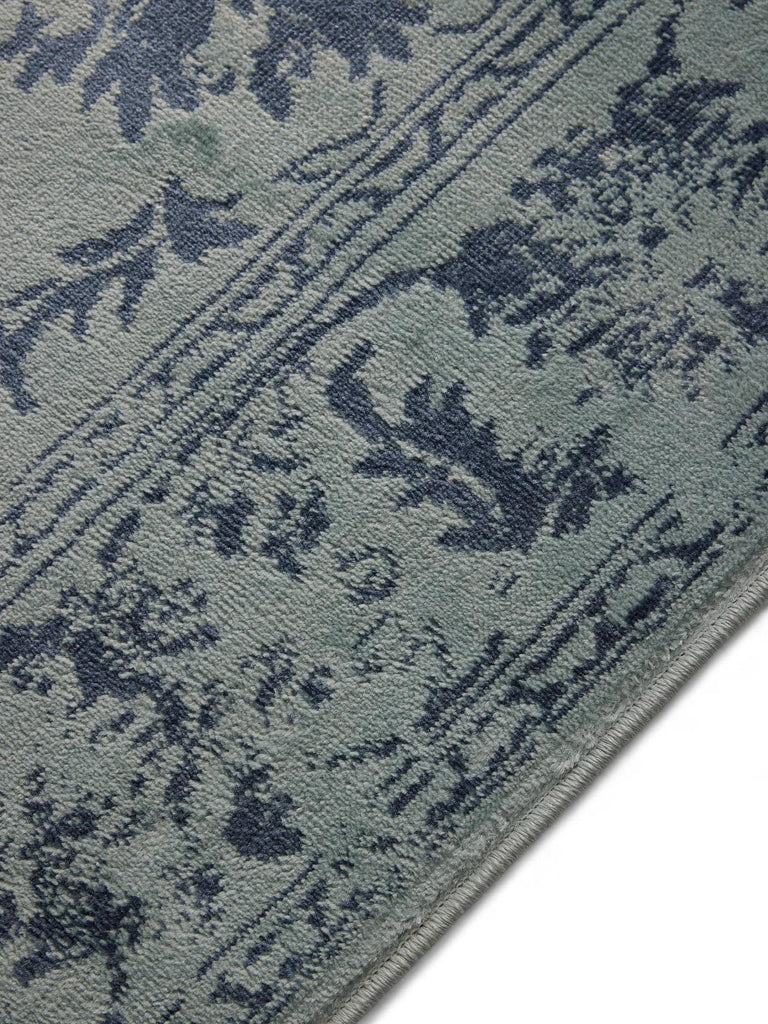 Tapis vintage motif floral vert et bleu 60x120 cm