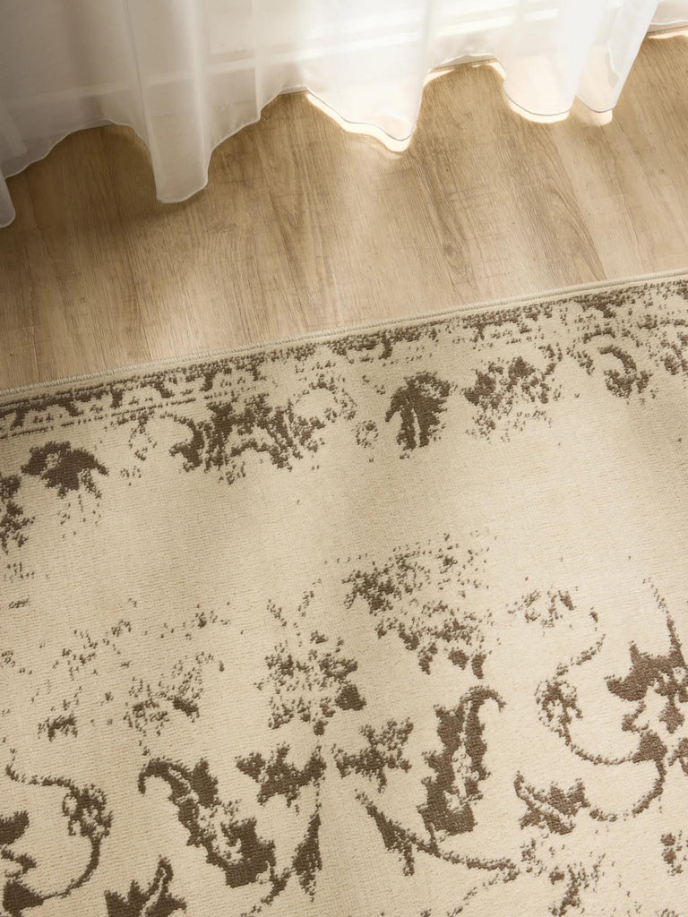 Tapis vintage motif floral crème et marron 300x400 cm