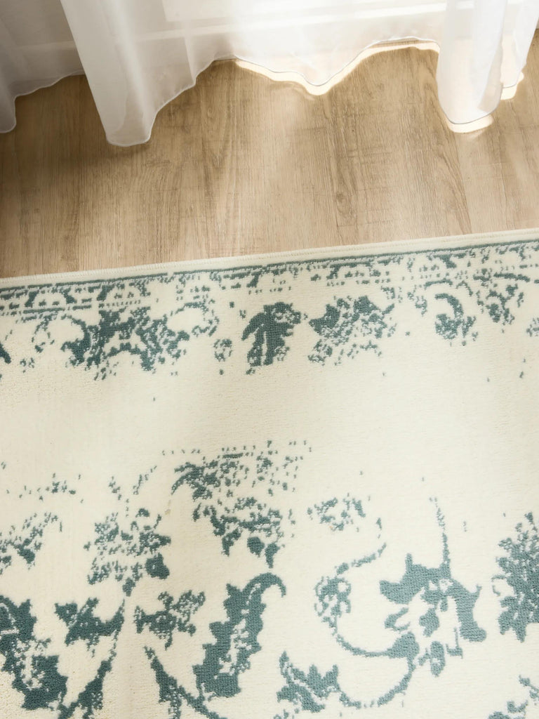 Tapis vintage motif floral beige et vert 160x230 cm