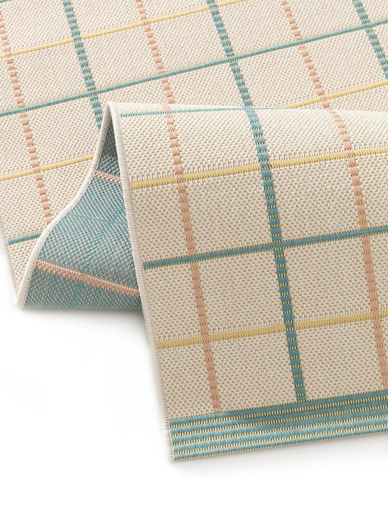 Tapis géométrique motif à carreaux multicolore d'intérieur et d'extérieur 80x150 cm