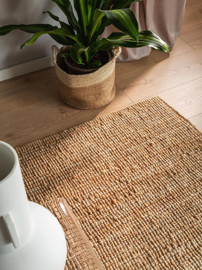 Tapis scandinave uni beige naturel en jute 120x170 cm