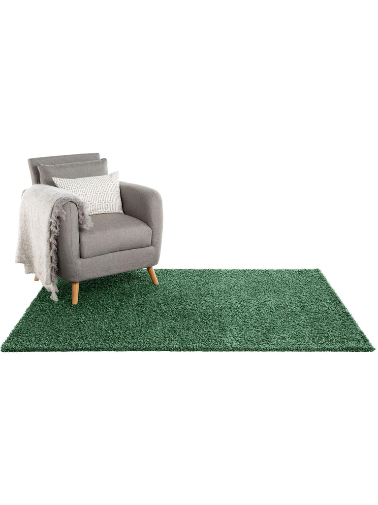 Tapis shaggy uni vert gazon 133x190 cm