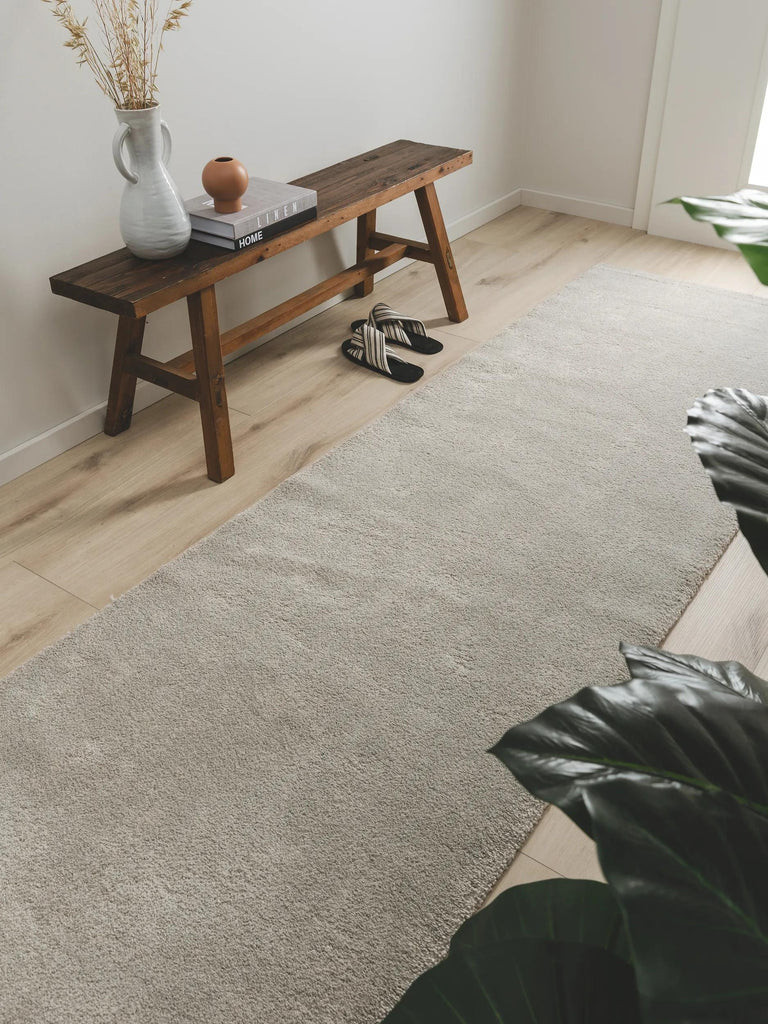 Tapis moderne uni de couloir gris clair 80x200 cm