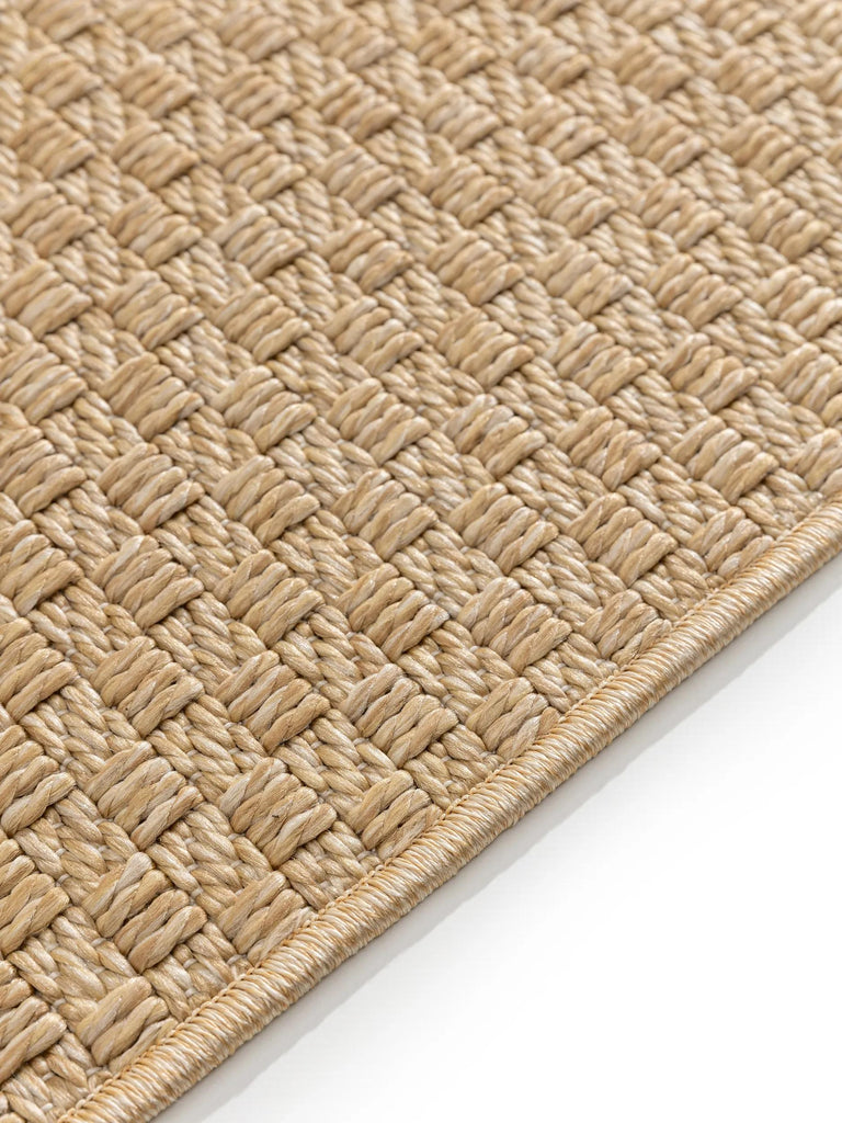 Tapis géométrique tressé à carreaux de couloir beige d'intérieur et d'extérieur 77x240 cm