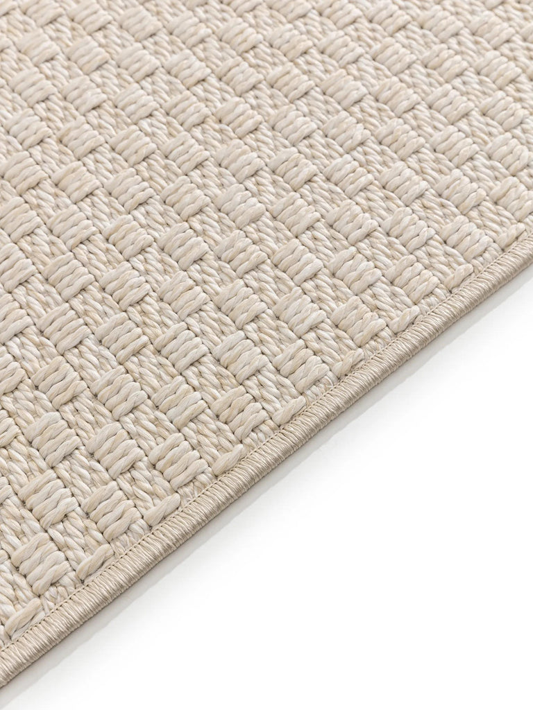 Tapis géométrique tressé à carreaux crème d'intérieur et d'extérieur 77x150 cm