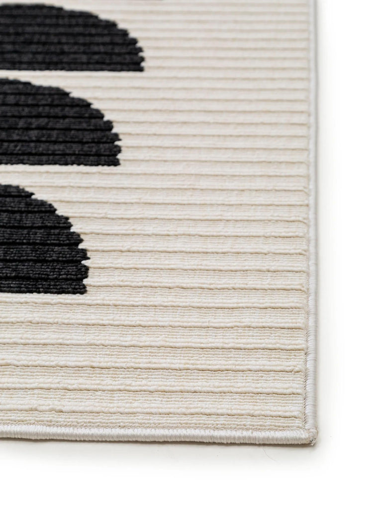 Tapis contemporain motif géométrique noir et blanc d'intérieur et d'extérieur 160x230 cm