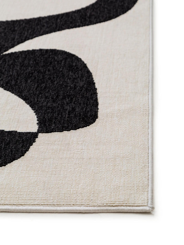 Tapis contemporain motif abstrait noir et blanc d'intérieur et d'extérieur 80x150 cm