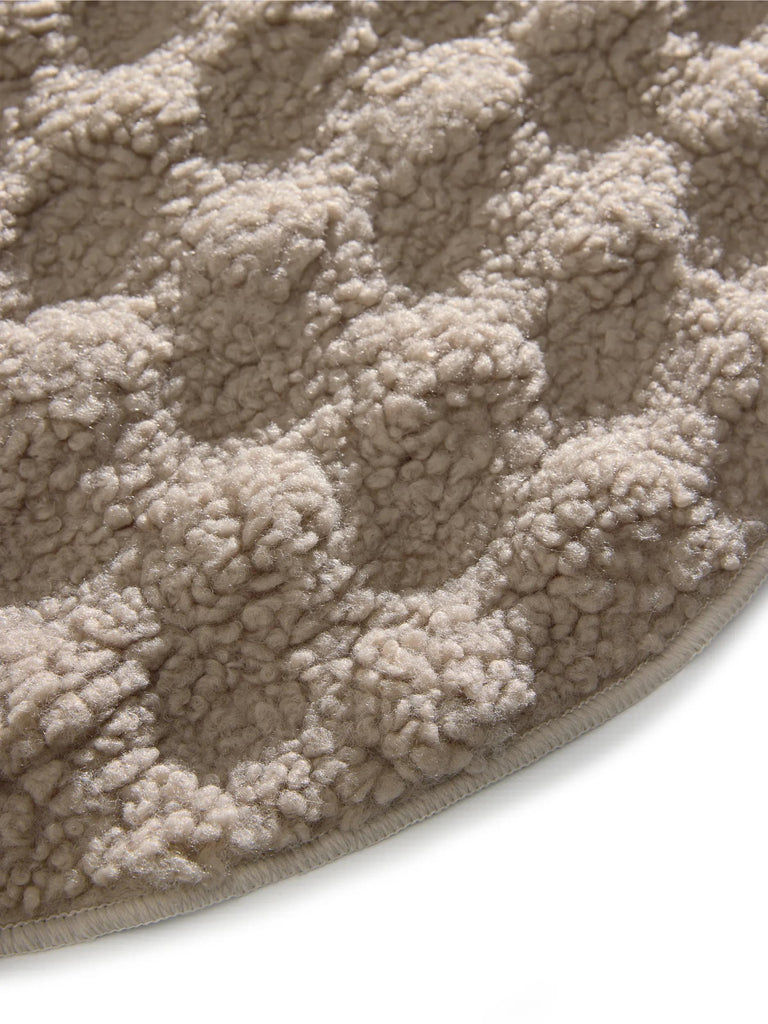 Tapis moderne fluffy rond beige 80 cm de diamètre