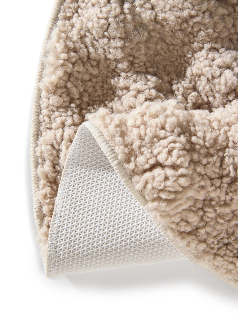 Tapis moderne fluffy rond beige 120 cm de diamètre