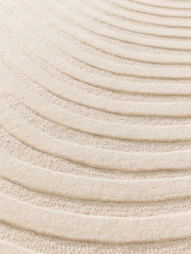 Tapis moderne motif vague crème en laine 200x300 cm