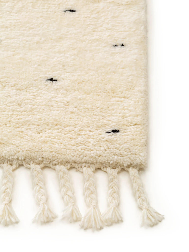 Tapis scandinave motif à pois enfant crème en laine 80x150 cm