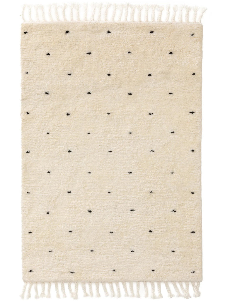 Tapis scandinave motif à pois enfant crème en laine 160x230 cm
