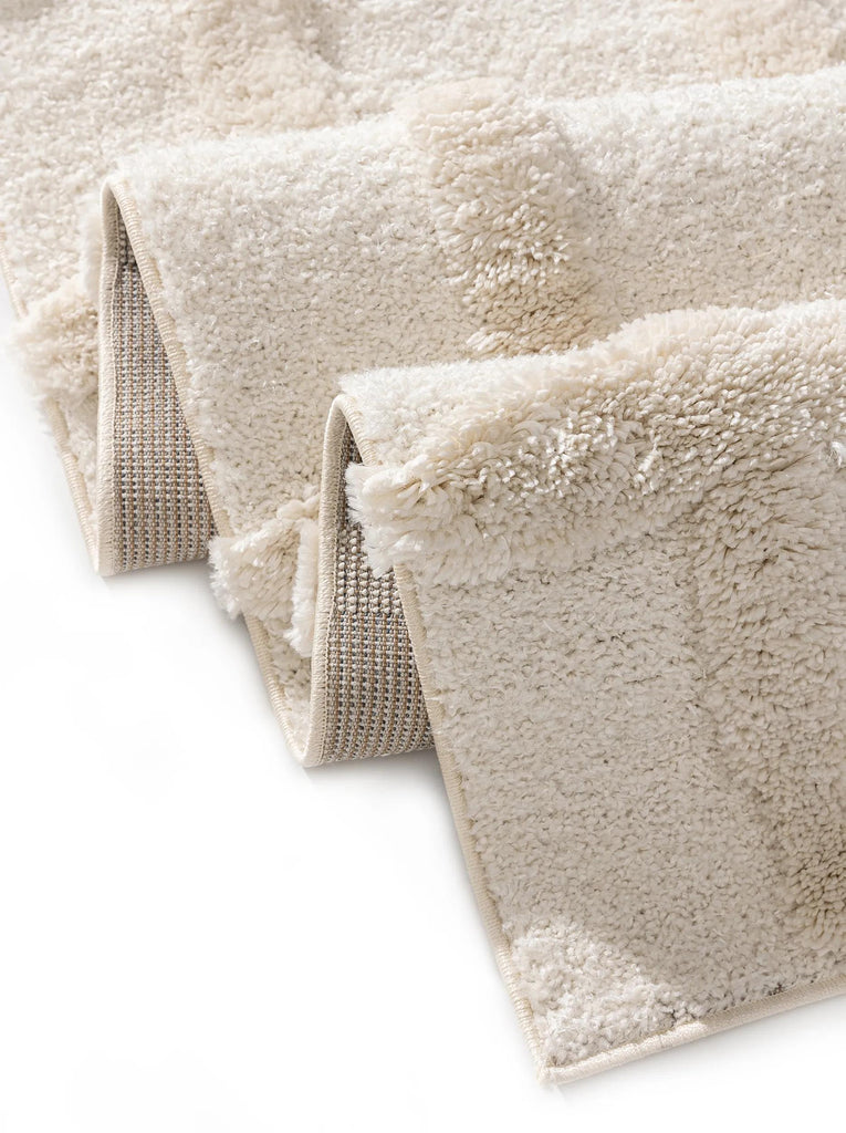 Tapis design motif à carreaux crème 200x290 cm