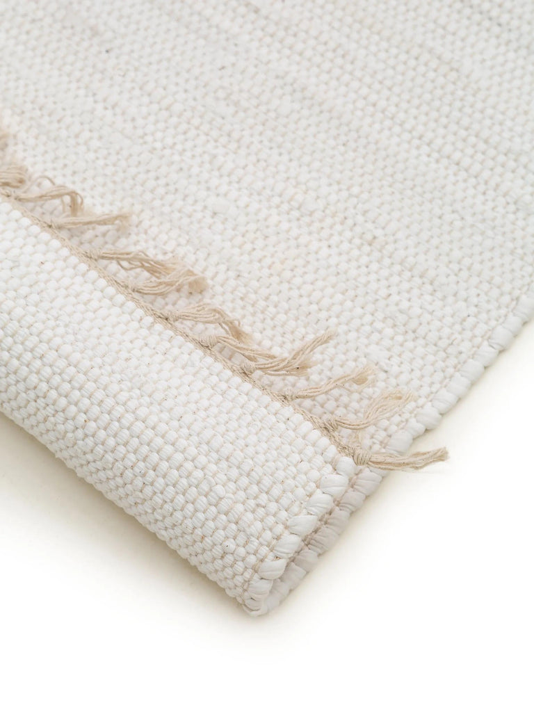 Tapis scandinave à franges de couloir blanc en coton 80x250 cm