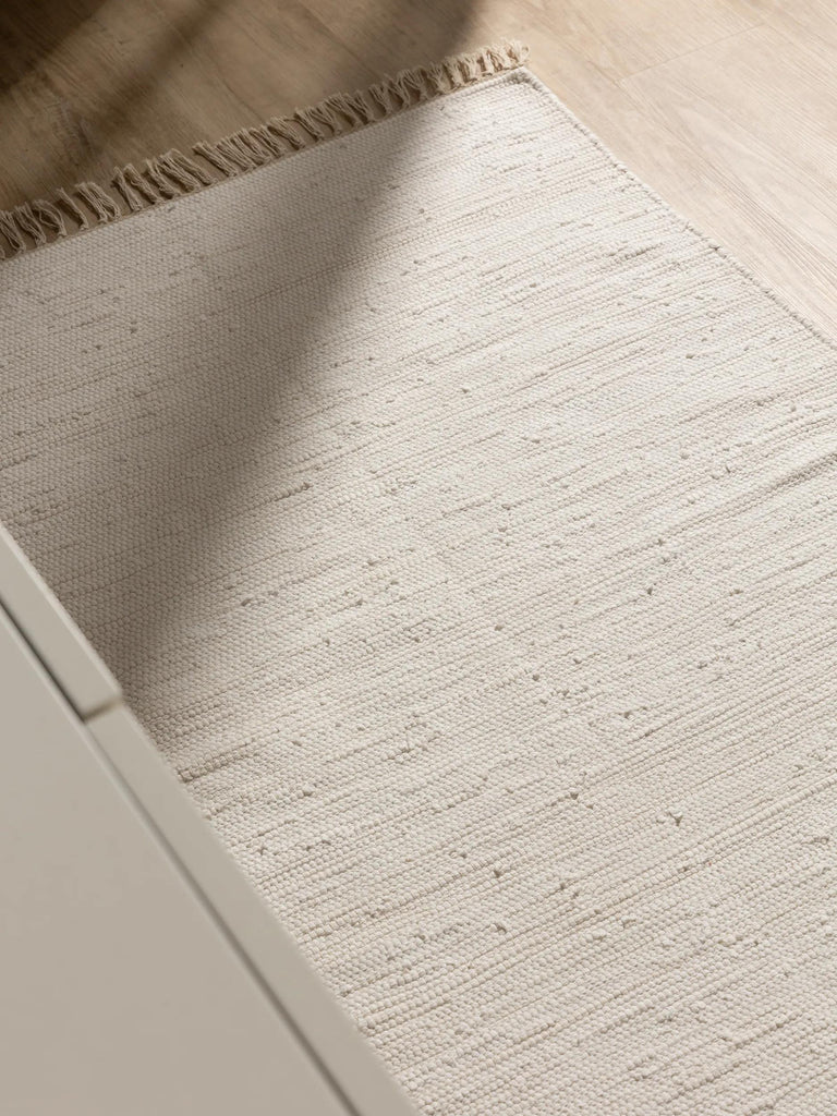 Tapis scandinave à franges de couloir blanc en coton 70x200 cm