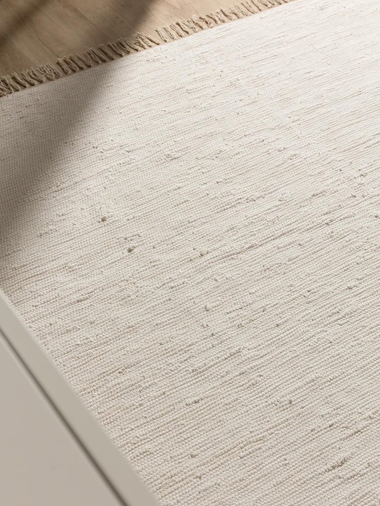 Tapis scandinave à franges blanc en coton 60x100 cm