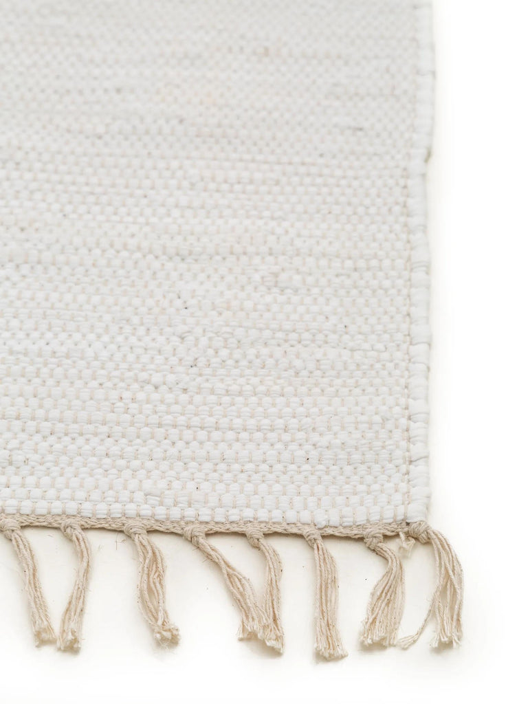 Tapis scandinave à franges blanc en coton 120x170 cm