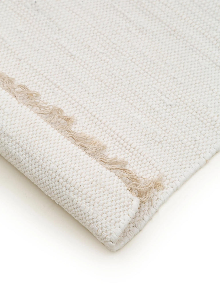 Tapis scandinave à franges blanc en coton 120x170 cm