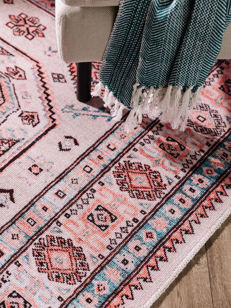 Tapis vintage style oriental rose et bleu 160x230 cm