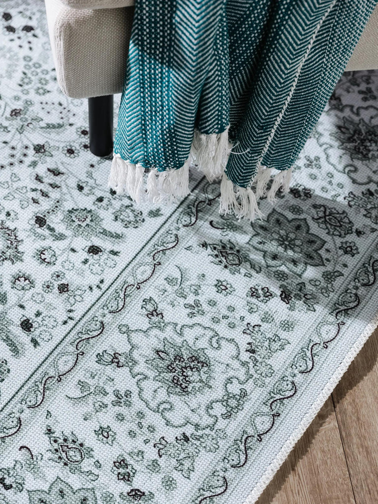 Tapis vintage style oriental blanc et vert 120x170 cm