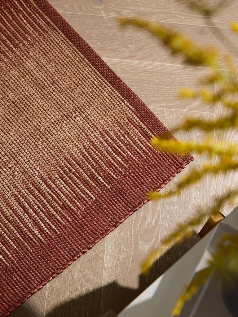Tapis kilim de couloir terracotta en jute 80x250 cm