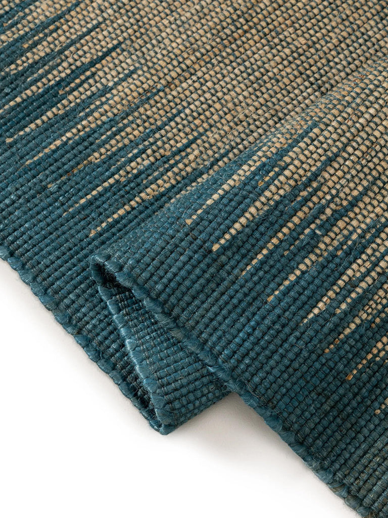 Tapis kilim de couloir bleu en jute 70x200 cm