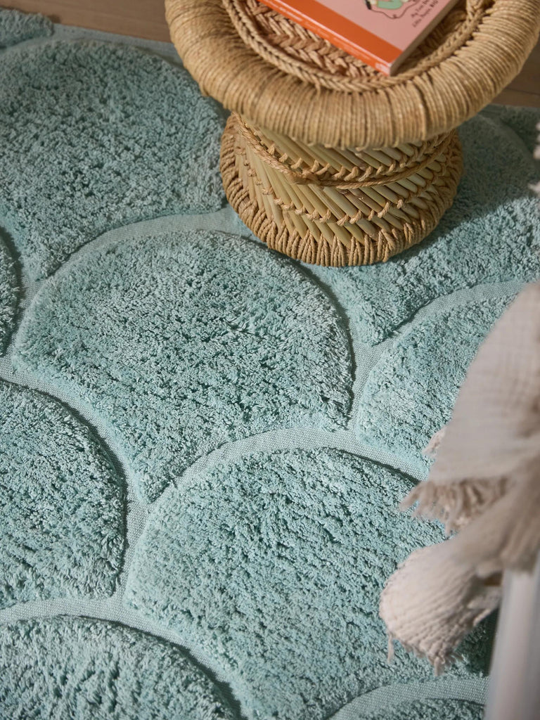 Tapis moderne motif arche enfant bleu en coton 80x120 cm