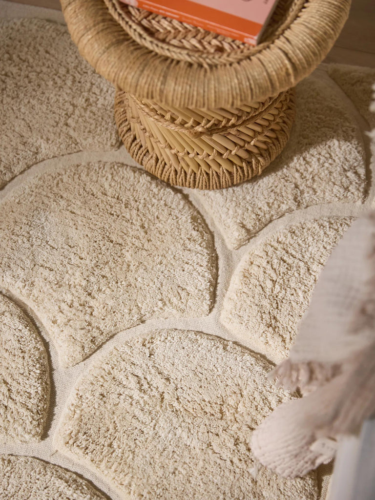 Tapis moderne motif arche enfant crème en coton 80x120 cm