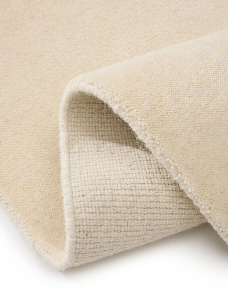 Tapis scandinave uni descente de lit crème en laine 80x250 cm