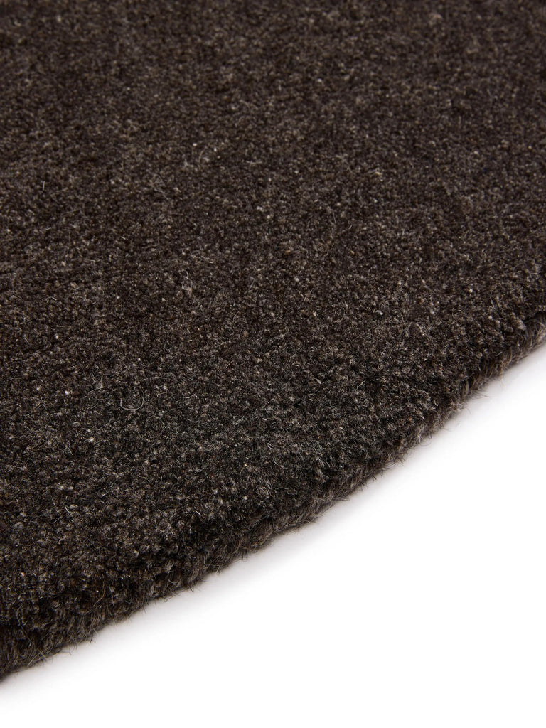 Tapis scandinave uni rond marron foncé en laine 160 cm de diamètre
