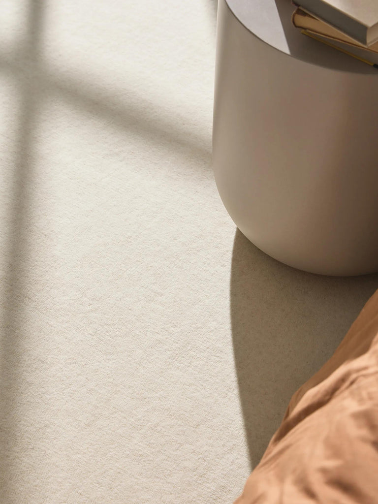 Tapis scandinave uni crème en laine 80x150 cm