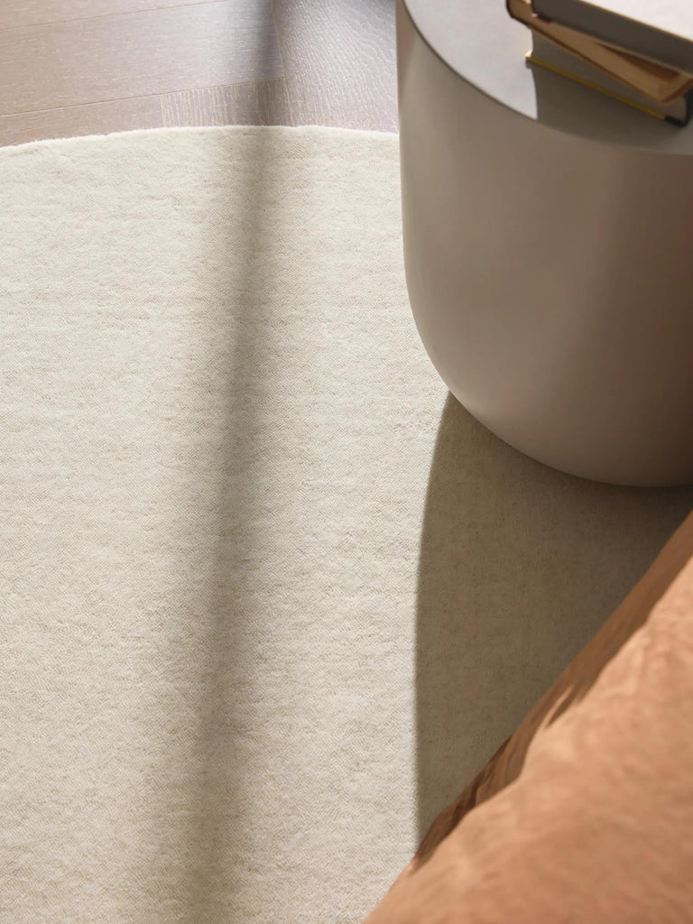 Tapis scandinave uni rond crème en laine 160 cm de diamètre