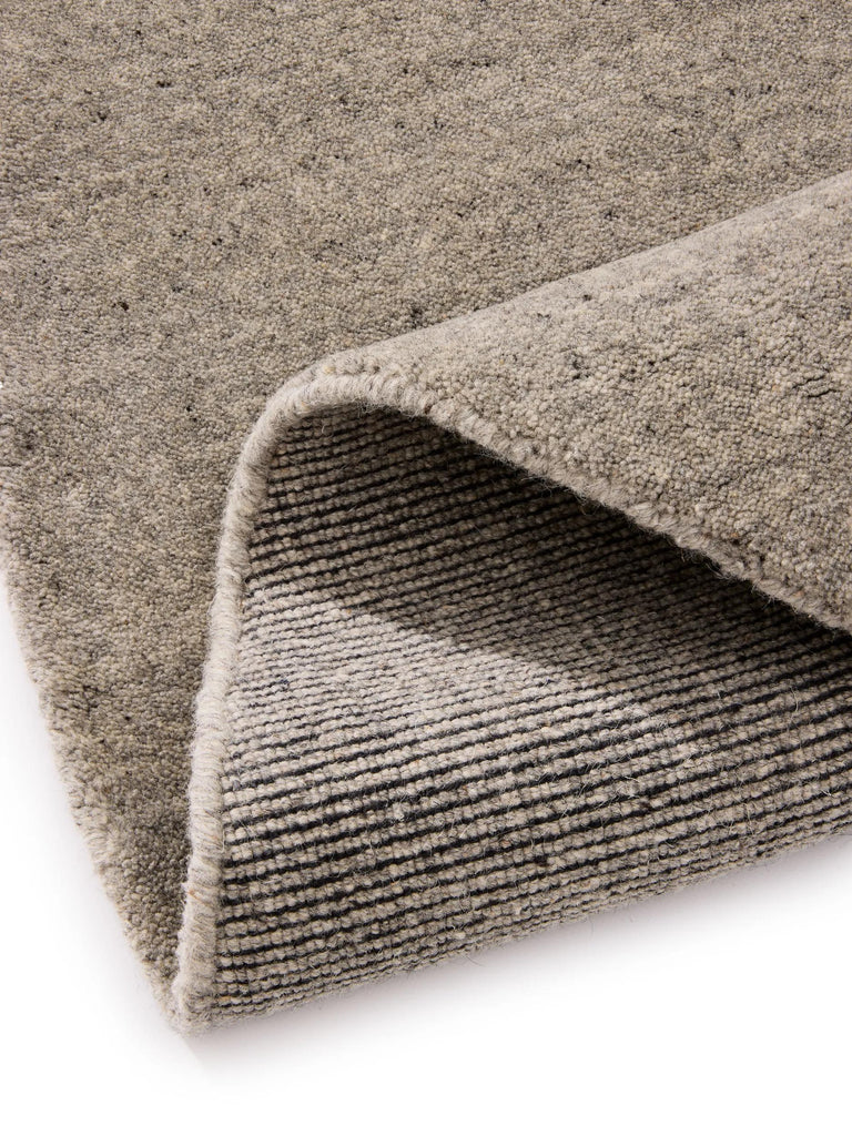 Tapis scandinave uni rond gris beige en laine 200 cm de diamètre