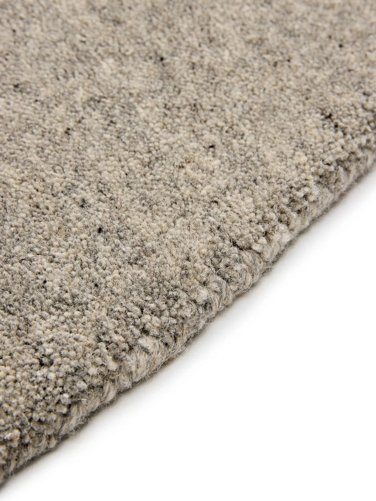 Tapis scandinave uni rond gris beige en laine 200 cm de diamètre